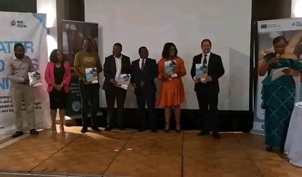 Dignitaries that graced the launch of a report on fast-tracking the Human Right to Water and Sanitation held at Taj Pamodzi Hotel in Lusaka.